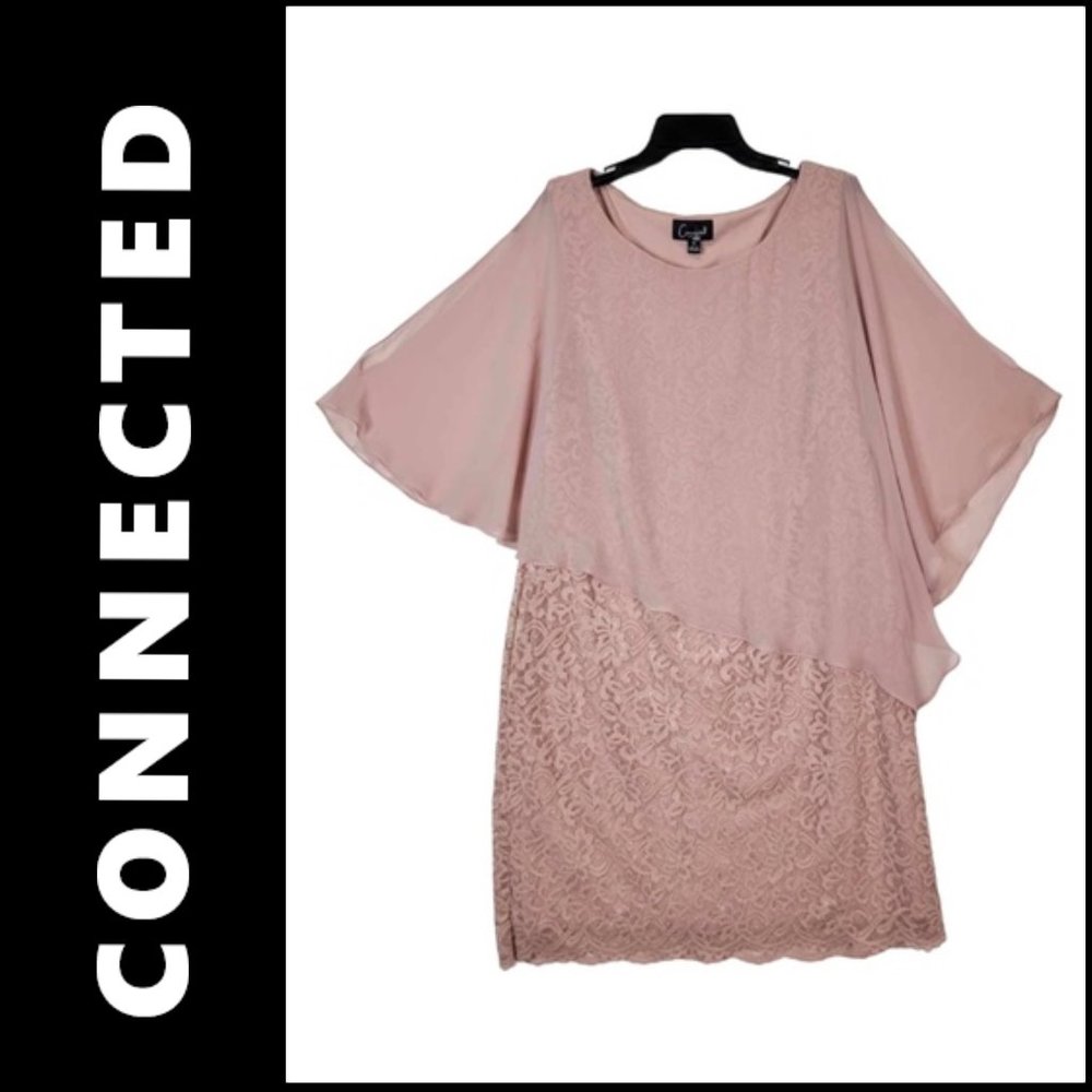 Connected Apparel Dress Size 14 Pink Women Shift Popover